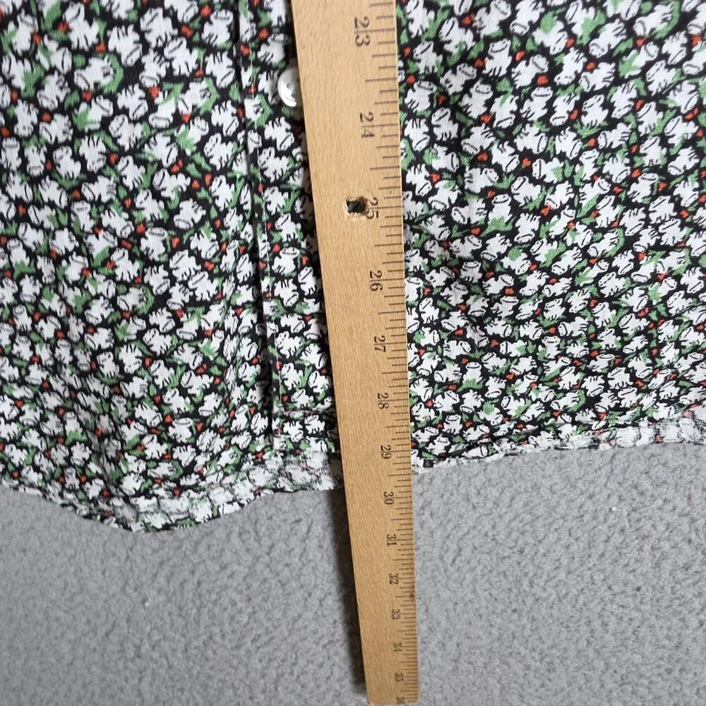 J. Crew Shirt Mens Large Dark Floral Frog All Over Print 100% Linen Classic Fit